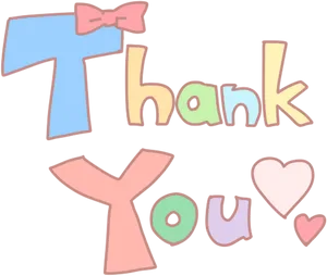 Colorful Thank You Text Illustration PNG Image