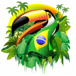 Colorful Toucanwith Brazilian Flag PNG Image