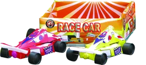 Colorful Toy Race Cars Packaging PNG Image