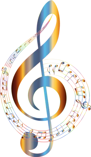 Colorful Treble Clef Design PNG Image