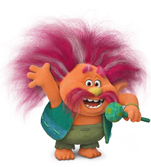 Colorful Troll Character With Fish PNG Image