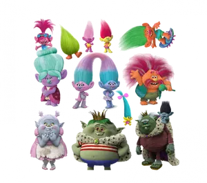 Colorful_ Trolls_ Character_ Collage PNG Image