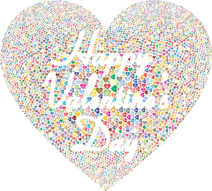 Colorful Valentines Day Heart Balloons PNG Image