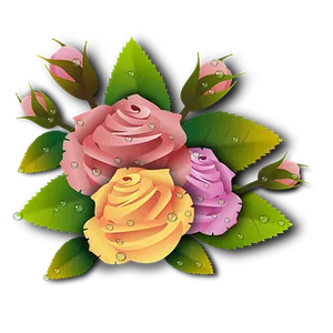 Colorful Vector Roses Illustration PNG Image