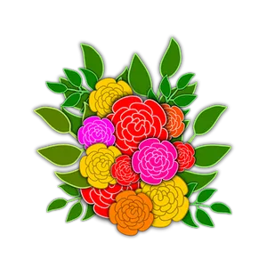 Colorful Vector Roseson Black Background PNG Image