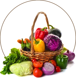 Colorful Vegetable Basket Assortment PNG Image