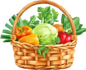 Colorful Vegetable Basket Illustration PNG Image