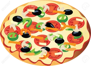 Colorful Vegetable Pizza Clipart PNG Image