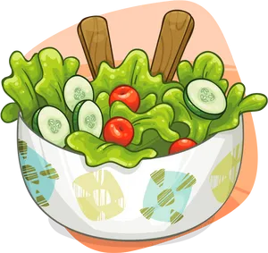 Colorful Vegetable Salad Illustration PNG Image