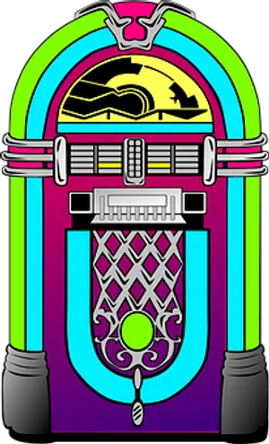 Colorful Vintage Jukebox Illustration PNG Image