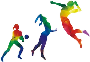 Colorful Volleyball Players Clipart PNG Image