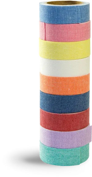 Colorful Washi Tape Stack Black Background PNG Image