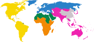 Colorful World Map Continents PNG