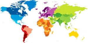 Colorful World Map PNG