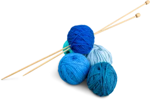 Colorful Yarn Balls With Knitting Needles PNG Image