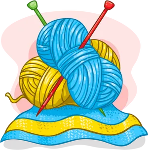 Colorful Yarn Ballsand Knitting Needles PNG Image