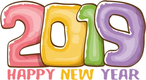 Colorful2019 Happy New Year Vector PNG Image