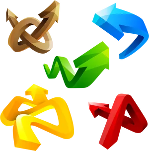 Colorful3 D Curved Arrows PNG Image