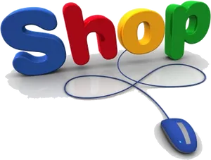 Colorful3 D Shop Textwith Computer Mouse PNG Image