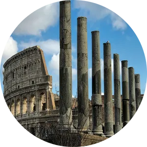 Colosseumand Ancient Roman Columns PNG Image