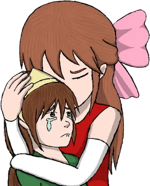 Comforting_ Anime_ Hug PNG Image