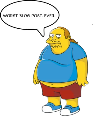 Comic Character Criticizing Blog Post PNG Image