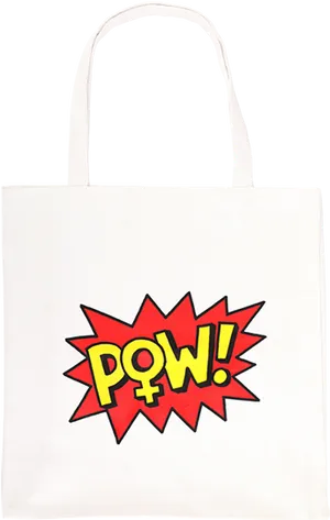 Comic Style P O W Tote Bag PNG Image