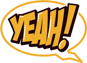 Comic Style Yeah Word Bubble PNG Image