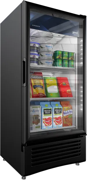 Commercial Single Door Glass Refrigerator PNG Image