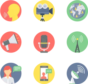 Communication Icons Set PNG Image