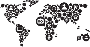 Communication Icons World Map PNG Image