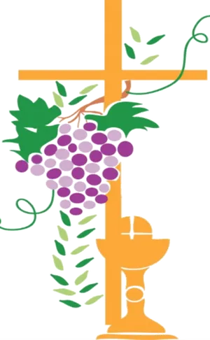 Communion Symbols Cross Grapes Chalice PNG Image