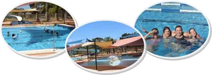 Community Pool Activities Collage PNG Image