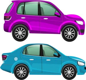 Compact Cars Side View Illustration PNG Image