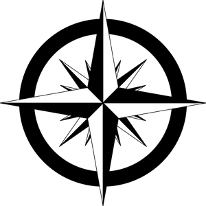 Compass Rose Graphic Blackand White PNG Image