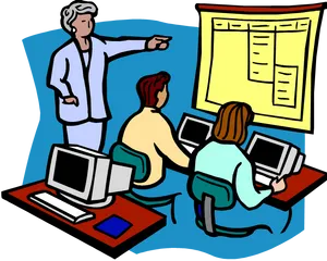 Computer Classroom Instruction PNG Image