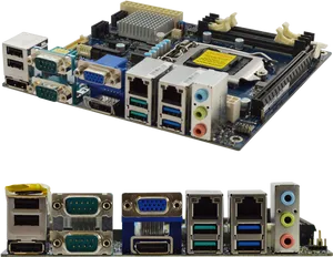 Computer Motherboard Connectivity Ports PNG Image