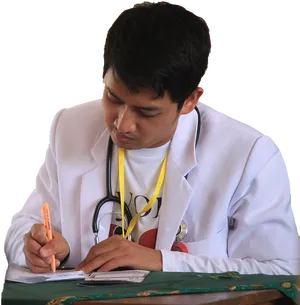 Concentrated Doctor Writing Notes PNG Image