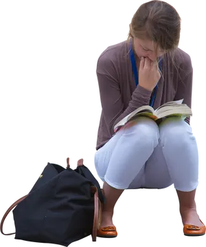 Concentrated Reading Student.png PNG Image