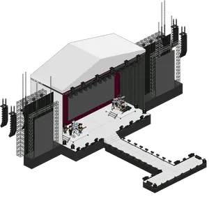 Concert Stage Setup Isometric View PNG Image