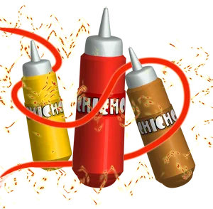 Condiment Squeeze Bottles Artistic Design PNG Image