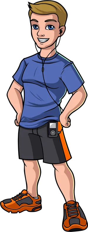 Confident Cartoon Boy Character PNG Image