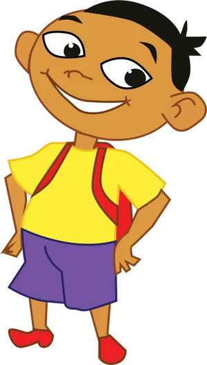 Confident Cartoon Boy Illustration PNG Image