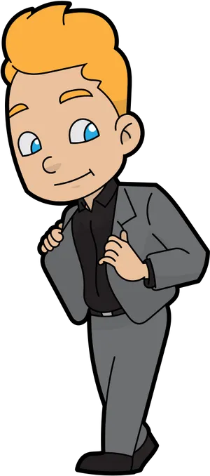 Confident Cartoon Businessman PNG Image