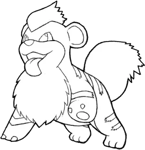 Confident Cartoon Lion Lineart PNG Image