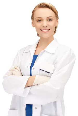 Confident Female Dentist Portrait PNG Image