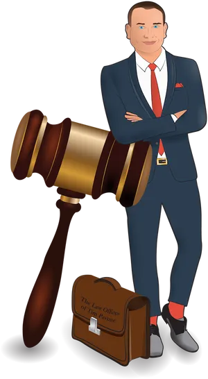 Confident Lawyer With Gaveland Briefcase PNG Image