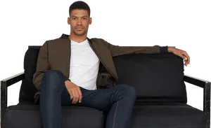 Confident Man Sittingon Sofa PNG Image