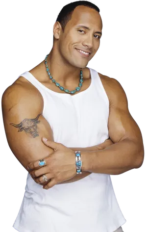 Confident Man White Tank Top PNG