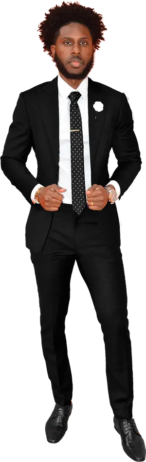 Confident Manin Black Suit PNG
